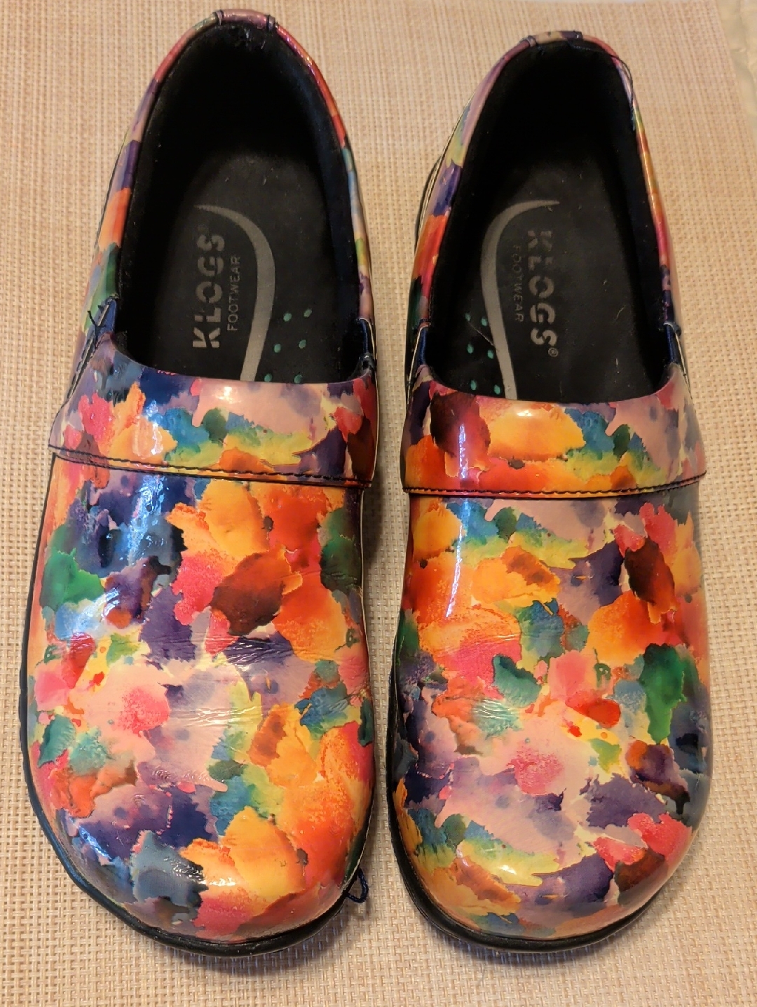 Klogs Multicolor Watercolor Floral Patent Clogs
